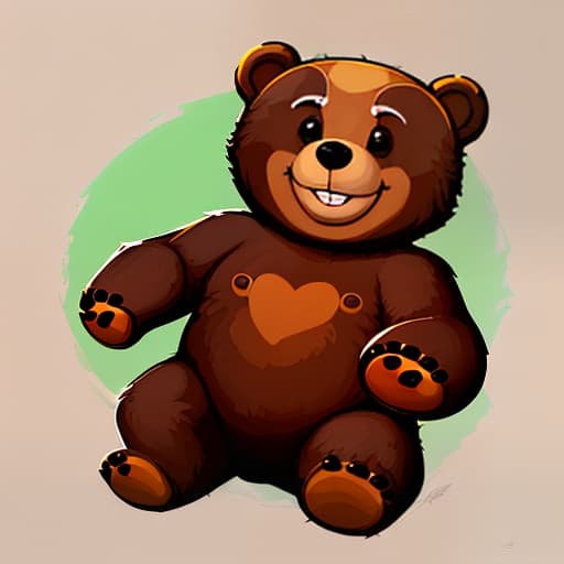  cute bear in full growth smiles in painted style