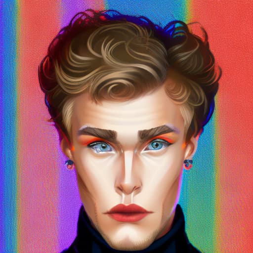 portrait+ style Russian LGBT queer dancer blonde hunk dude face