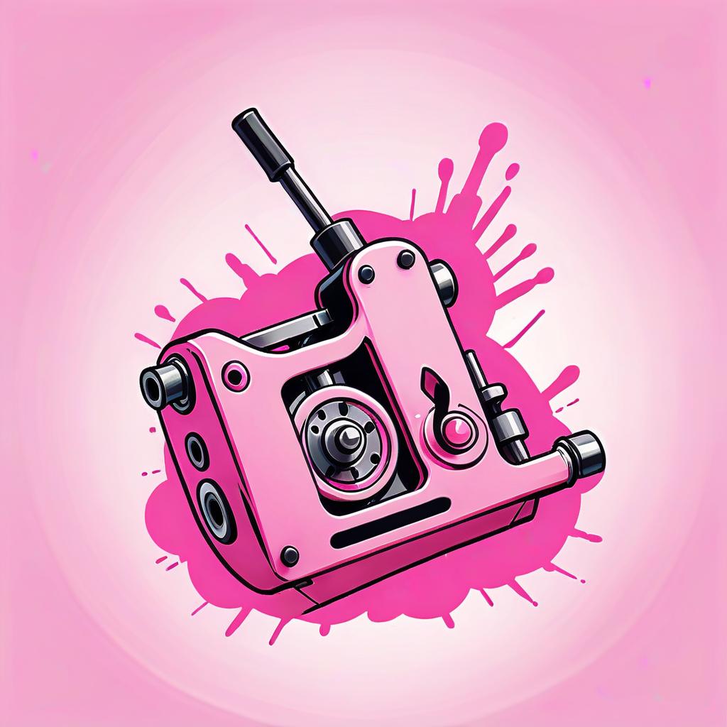  anime artwork draw a tattoo machine in pink . anime style, key visual, vibrant, studio anime, highly detailed, logo