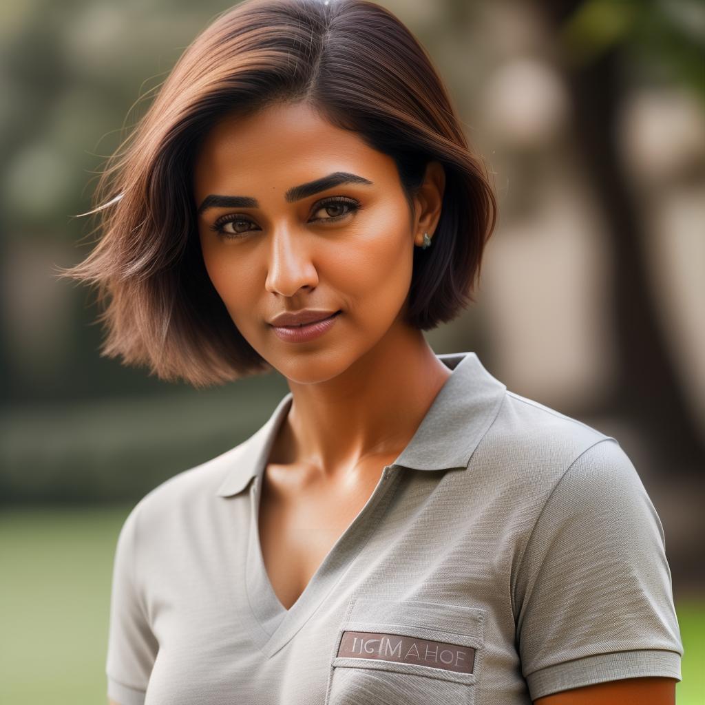  (((realistic full torso frontal head shot of a light brown to medium brown skin tone woman))), isha usha soni, ((indian heritage)), immature face, hazel eye color, ((short hair style)), (( hair color)), (( body type)), small size, small size, (immature small upturned nose), (immature prominent cheekbones), (immature smooth jawline), (immature full lips), (immature medium forehead), (immature even eyebrows), (immature rounded chin), standing straight looking directly into the camera,((wearing fitted polo shirt with deep v neck and monogrammed pocket)), backyard in background, 1girl, best quality, highest quality, award winning photo, masterpiece, raw, professional photography, photorealism, sharp focus, cinemat hyperrealistic, full body, detailed clothing, highly detailed, cinematic lighting, stunningly beautiful, intricate, sharp focus, f/1. 8, 85mm, (centered image composition), (professionally color graded), ((bright soft diffused light)), volumetric fog, trending on instagram, trending on tumblr, HDR 4K, 8K