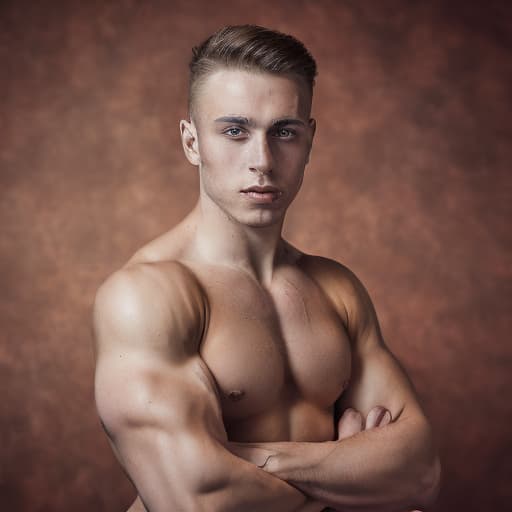 portrait+ style Russian LGBT queer gymnast hunk dude face