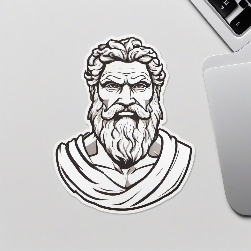  minimalist style draw the greek god zeus in full growth . simple, clean, uncluttered, modern, elegant, sticker