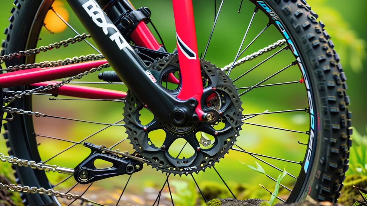  a close up view of a mountain bike on a rocky trail, showcasing a flat tire, rusty chain, worn out brake pads, and a cracked frame, surrounded by vibrant green foliage and rugged dirt terrain. hyperrealistic, full body, detailed clothing, highly detailed, cinematic lighting, stunningly beautiful, intricate, sharp focus, f/1. 8, 85mm, (centered image composition), (professionally color graded), ((bright soft diffused light)), volumetric fog, trending on instagram, trending on tumblr, HDR 4K, 8K