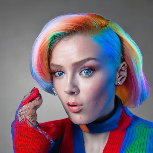 portrait+ style Russian LGBT queer comedian actress blonde female face