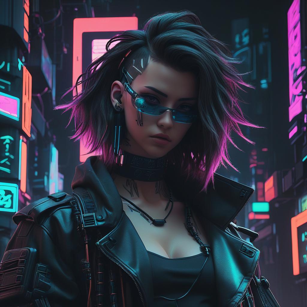  generate a cyberpunk background with neon in the dark