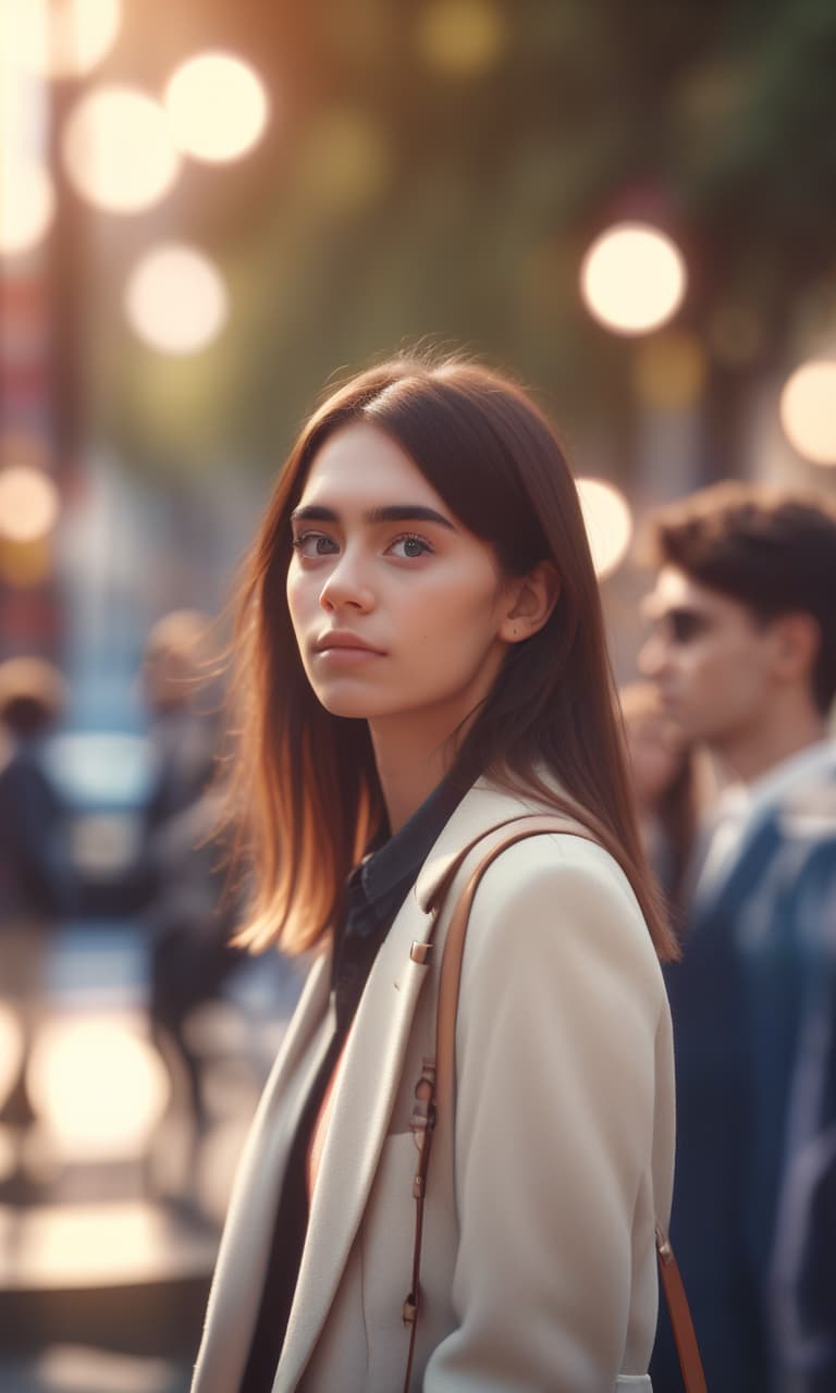  cinematic photo girl and young man . 35mm photograph, film, bokeh, professional, 4k, highly detailed