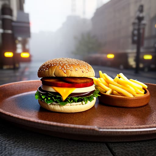 redshift style a very cheesy burger hyperrealistic, full body, detailed clothing, highly detailed, cinematic lighting, stunningly beautiful, intricate, sharp focus, f/1. 8, 85mm, (centered image composition), (professionally color graded), ((bright soft diffused light)), volumetric fog, trending on instagram, trending on tumblr, HDR 4K, 8K