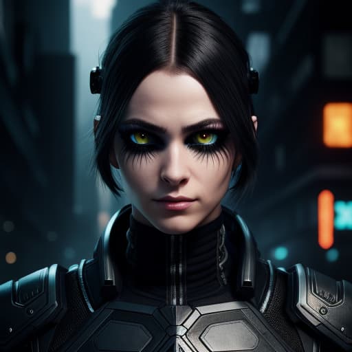  girl, cyberpunk augmentation, cyberware, cyborg, carbon fiber, chrome, implants, metall skull, bloody, cyber plate armor, dark atmosphere, dark night, scars, (black short disheveled hair:1.1), black eyeshadow, beautiful detailed glow, detailed, Cinematic light, intricate detail, highres, rounded eyes, detailed facial features, high detail, sharp focus, smooth, aesthetic, extremely detailed, insanely detailed and intricate dark industrial factory background, slim body, stylish pose, <lora:add_detail:0.4> <lora:epi_noiseoffset2:0.4> <lora:hairdetailer:0.6> <lora:more_details:0.3> <lora:add-detail-xl:1.2> <lora:DetailedEyes_V3:1.2> <lora:sd_xl_offset_example-lora_1.0:1.2>, intricate details, photorealistic,hyperrealistic, high quality, highly 