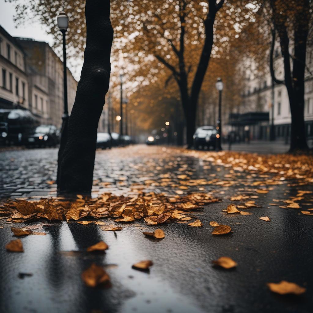  masterpiece, best quality, A shattered heart lying on a dark, rainy pavement, surrounded by fallen leaves and reflections of streetlights. The broken pieces reflect the pain and sadness of lost love. Moody and melancholic atmosphere. Photography with dramatic lighting to enhance the emotional impact. Shot with a DSLR camera using low aperture settings to create a shallow depth of field.