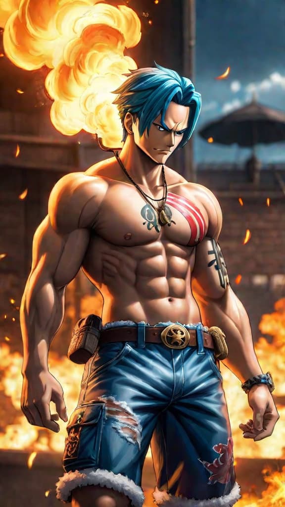  an anime art depicting franky from one piece burning the pluton blueprints to prevent misuse. hyperrealistic, full body, detailed clothing, highly detailed, cinematic lighting, stunningly beautiful, intricate, sharp focus, f/1. 8, 85mm, (centered image composition), (professionally color graded), ((bright soft diffused light)), volumetric fog, trending on instagram, trending on tumblr, HDR 4K, 8K