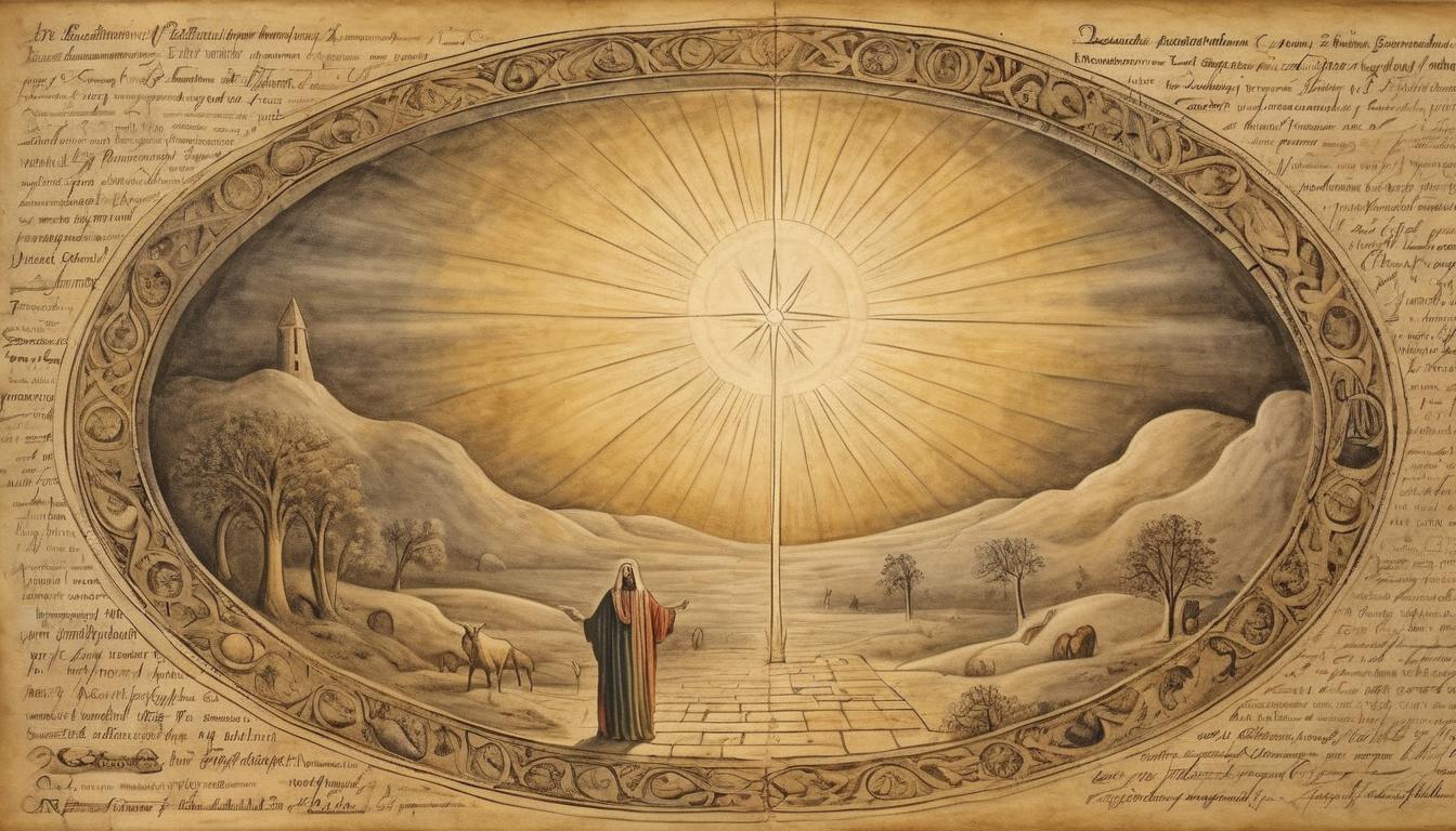  on parchment, surrealism++, empty tomb, radiant light breaking darkness, sign of divine resurrection, heavenly glow, miraculous rebirth(mysterious, provocative, symbolic)++