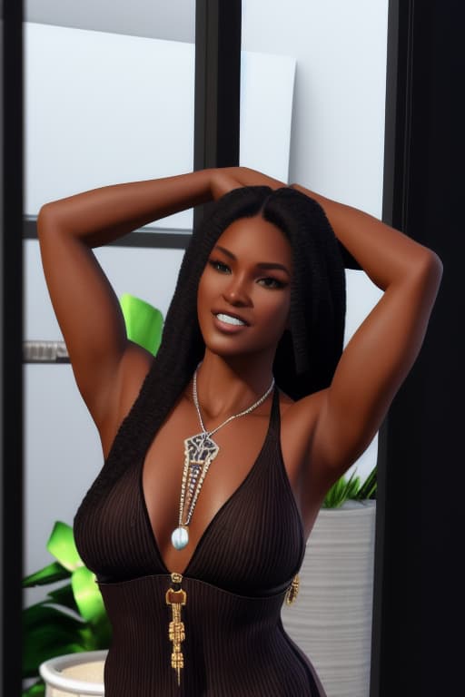  (jewelry maker:1.2), amanda morris, (2 old:1.1), (slim body:1.2), huge s, large , brown eyes, ponytail hair, elegant, approachable style, (full body:1.3), , traditional ebony aesthetics, modern pop culture flair, amanda is highly extroverted, outgoing, and sociable. she finds great joy in connecting with people on a deep, emotional level, often becoming and attached. this 2 old has a high drive, indicating her pion and intensity. amanda is also a compionate individual who enjoys volunteering and giving back to her community., baking, yoga, volunteering, realistic amanda is a vivacious young woman with a pion for creativity and a heart for helping others. her brown eyes sparkle with a zest for life hyperrealistic, full body, detailed clothing, highly detailed, cinematic lighting, stunningly beautiful, intricate, sharp focus, f/1. 8, 85mm, (centered image composition), (professionally color graded), ((bright soft diffused light)), volumetric fog, trending on instagram, trending on tumblr, HDR 4K, 8K