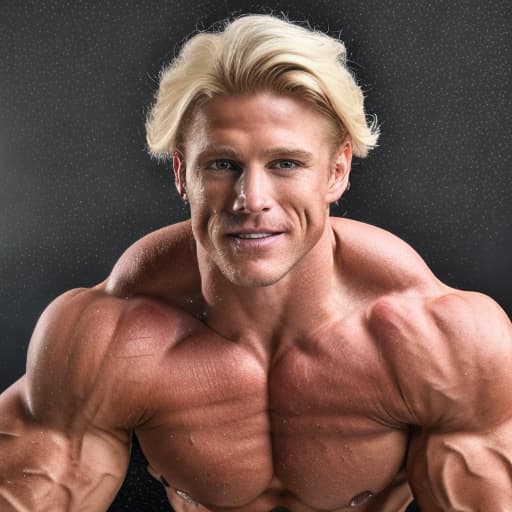 portrait+ style IFBB star bodybuilder queer blonde hunk dude face