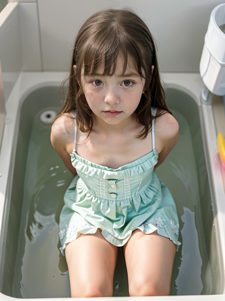  girl in poo, 1st grade in elementary school, botton toilet, masterpiece, best quality,8k,ultra detailed,high resolution,an extremely delicate and beautiful,hyper detail