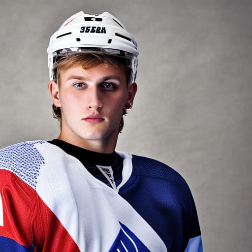 portrait+ style Russian LGBT queer hockey player blonde hunk dude face