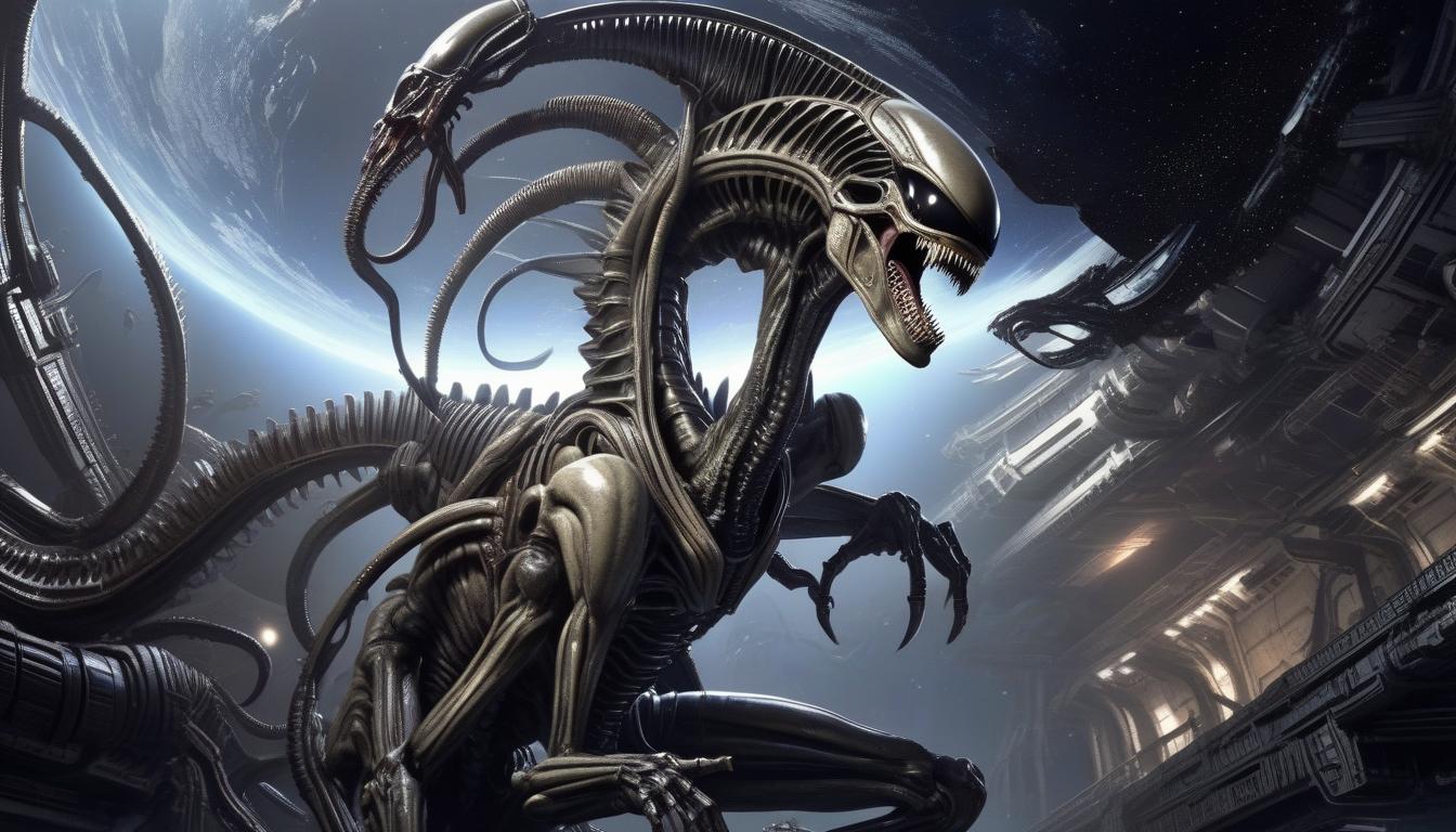  xenomorph, monster, space, realism, horror, bio, mechanics, ancient egypt