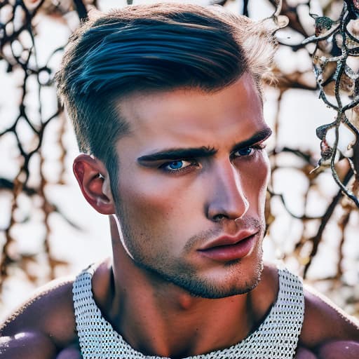 portrait+ style Russian LGBT queer fitness model blonde hunk dude face