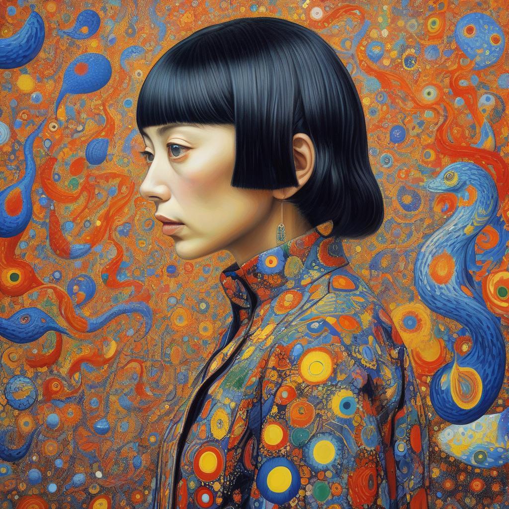  the most beautiful painting highly detailed extremely detailed oil on canvas crisp quality colourful picasso van gogh no text klimt alex grey bridget riley yayoi kusama figurative art murakami extremely detailed background