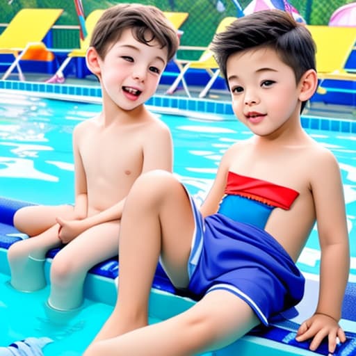  little boys party at the pool