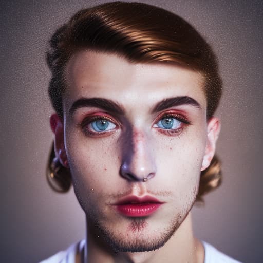 portrait+ style Russian tiktok personality LGBT queer blonde hunk dude face