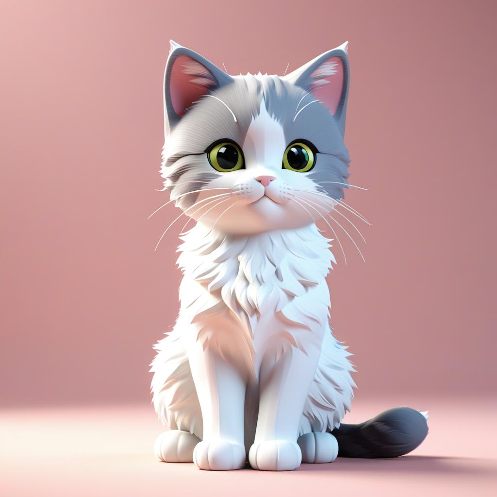  professional 3d model cute kitty. octane render, highly detailed, volumetric, dramatic lighting