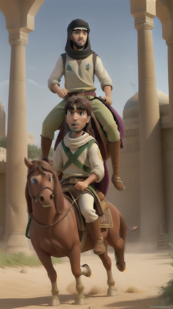  please creacte an islamic picture with Khalid Ibn Walid riding a horse in battle