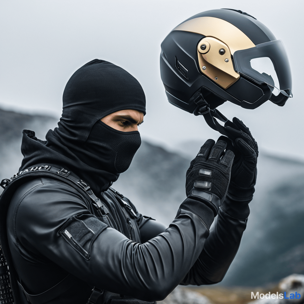  man, using balaclava, removing helmet with hands, techwear hyperrealistic, full body, detailed clothing, highly detailed, cinematic lighting, stunningly beautiful, intricate, sharp focus, f/1. 8, 85mm, (centered image composition), (professionally color graded), ((bright soft diffused light)), volumetric fog, trending on instagram, trending on tumblr, HDR 4K, 8K