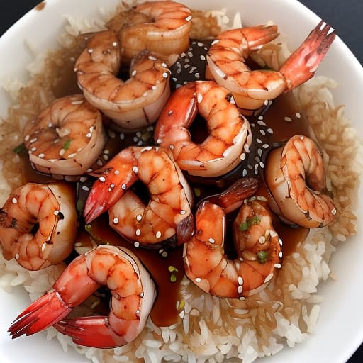  ok on top of rice teriyaki sauce shrimp box