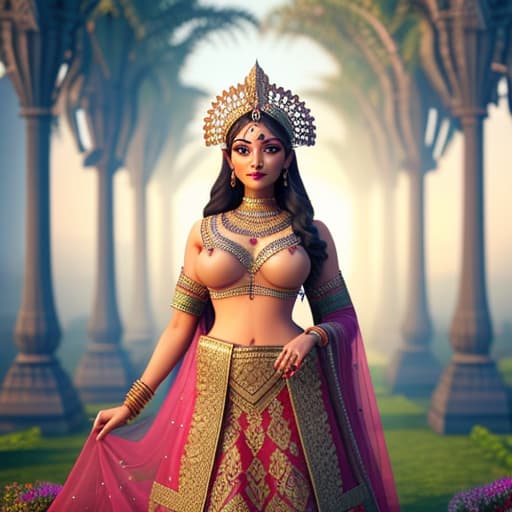  a 3d cartoon image of an indian girl hyperrealistic, full body, detailed clothing, highly detailed, cinematic lighting, stunningly beautiful, intricate, sharp focus, f/1. 8, 85mm, (centered image composition), (professionally color graded), ((bright soft diffused light)), volumetric fog, trending on instagram, trending on tumblr, HDR 4K, 8K