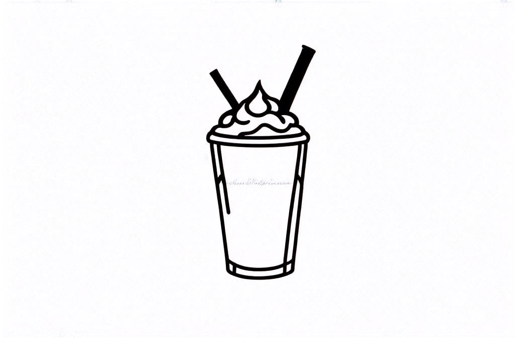  contour, very simple image in one unbroken black ink line, single line of milkshake, engraving illustration, icon isolated on white background ar 3:2 using a single continuous black line ink brushon white background, drawing should be created without lifting the pen, recognizable features of milkshake, engraving illustration, icon isolated on white background ar 3:2 in one unbroken line