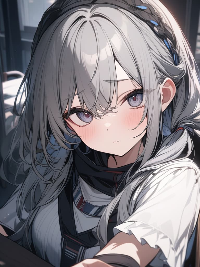  cute, subculture, gray hair, moe sleeve, odd eye, masterpiece, best quality,8k,ultra detailed,high resolution,an extremely delicate and beautiful,hyper detail