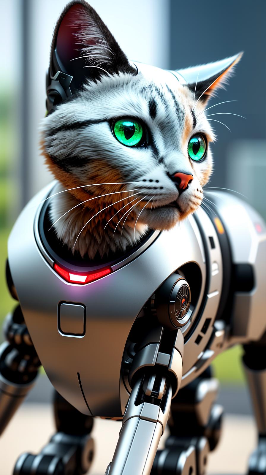  ultra high res, (photorealistic:1.4), raw photo, (realistic face), realistic eyes, (realistic skin), ((((masterpiece)))), best quality, very high resolution, ultra detailed, in frame, cat shaped robot, robotic, mechanical, futuristic, artificial intelligence, metallic, electronic, cute, robotic cat, technology, robotic pet, high tech, innovative, robot design, futuristic concept, cybernetic, robotic animal, automated, digital, cyber cat, unedited dslr photography, sharp focus, unreal engine 5, octane render, redshift, ((cinematic lighting)), f/1.4, iso 200, 1/160s, 8k, raw, unedited, in frame