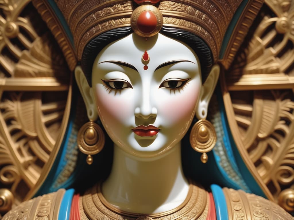  beautiful close up of an ancient eastern statue, serene divine expression