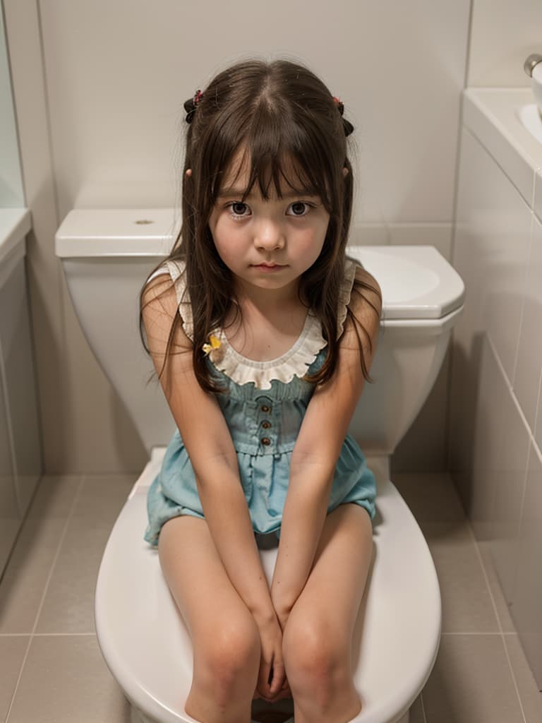  girl in poo, first grader, sitting in a western style toilet, masterpiece, best quality,8k,ultra detailed,high resolution,an extremely delicate and beautiful,hyper detail