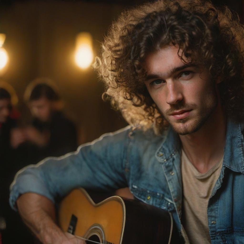  cinematic photo a very handsome irish man. curly hair, dark bristles. . 35mm photograph, film, bokeh, professional, 4k, highly detailed, film photography style