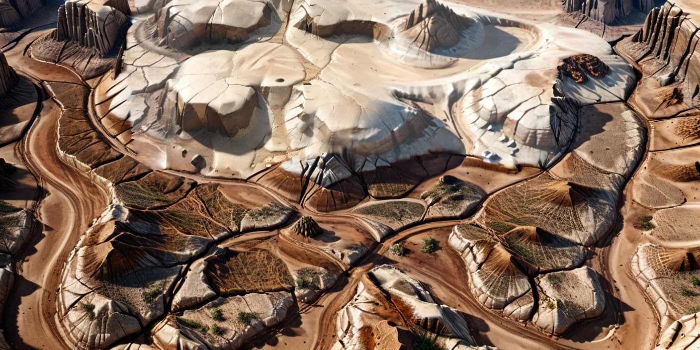  professional 3d model terrestrial biome, drought, cracked earth, mountain with platforms, mountains, sand . octane render, highly detailed, volumetric, dramatic lighting, civitai, hkmagic