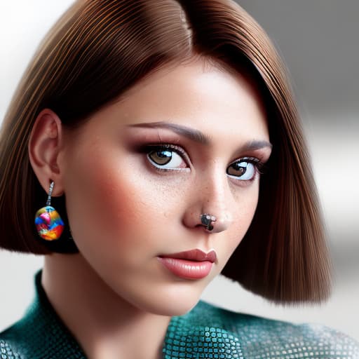 portrait+ style Russian queer TV actress brunette female face