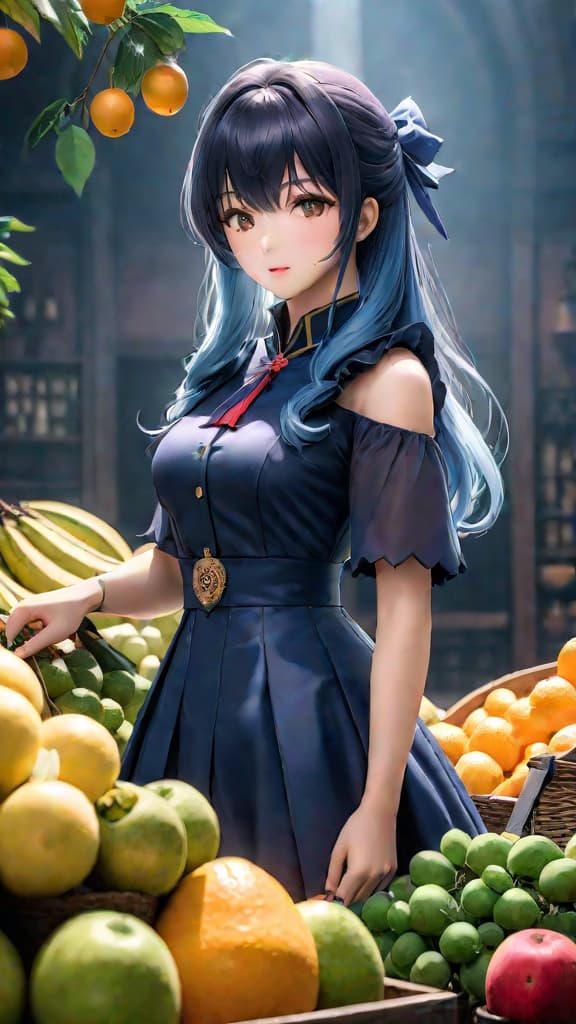  anime art: a fruit imbued with a dark, malevolent plan lurking within its powers. hyperrealistic, full body, detailed clothing, highly detailed, cinematic lighting, stunningly beautiful, intricate, sharp focus, f/1. 8, 85mm, (centered image composition), (professionally color graded), ((bright soft diffused light)), volumetric fog, trending on instagram, trending on tumblr, HDR 4K, 8K