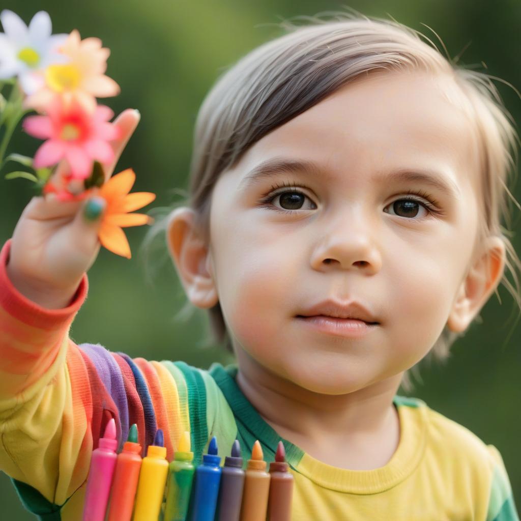  cinematic photo rainbow markers are bright and safe for your child’s creativity! made of non toxic water based paints that are easily washed off skin and clothing. features: number of flowers: 12 age: from 3 years material: plastic case, strong rod non toxic water based paints advantages: safe for children bright and rich colors convenient for small pens stimulate creativity and imagination . 35mm photograph, film, bokeh, professional, 4k, highly detailed, film photography style