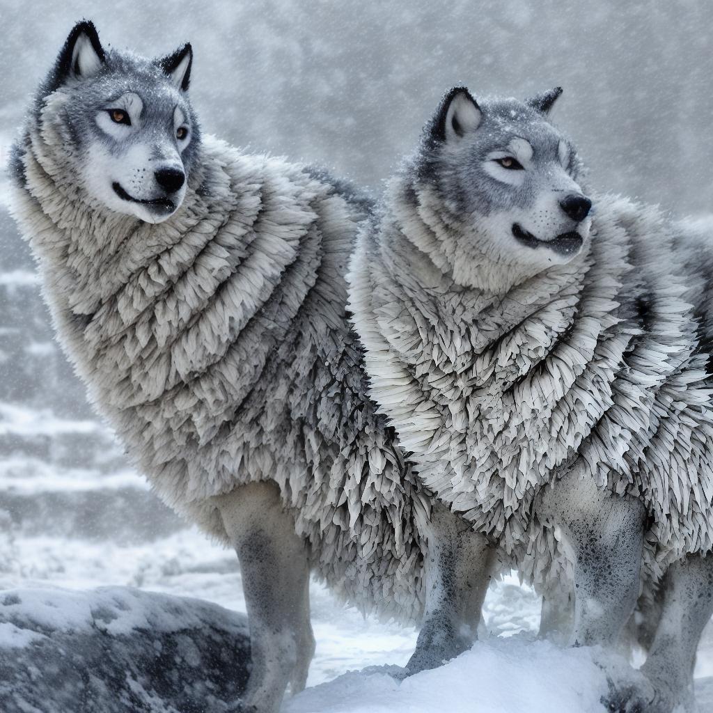  manada de lobos en la nieve y tempestades y vientos fuertes