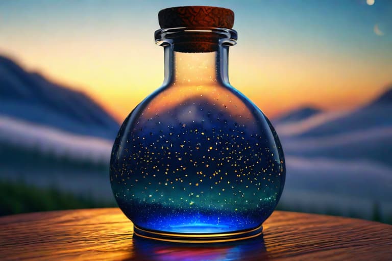  starry night in a glass bottle hyperrealistic, full body, detailed clothing, highly detailed, cinematic lighting, stunningly beautiful, intricate, sharp focus, f/1. 8, 85mm, (centered image composition), (professionally color graded), ((bright soft diffused light)), volumetric fog, trending on instagram, trending on tumblr, HDR 4K, 8K