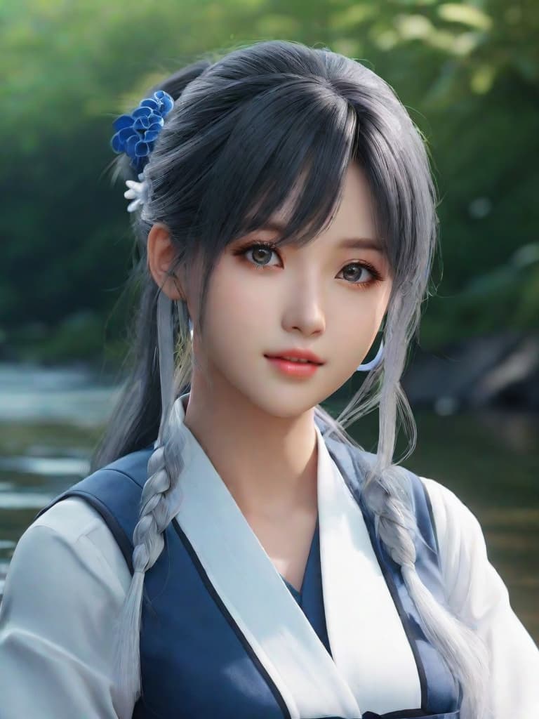  ultra realistic anime cute in river beacause there body else