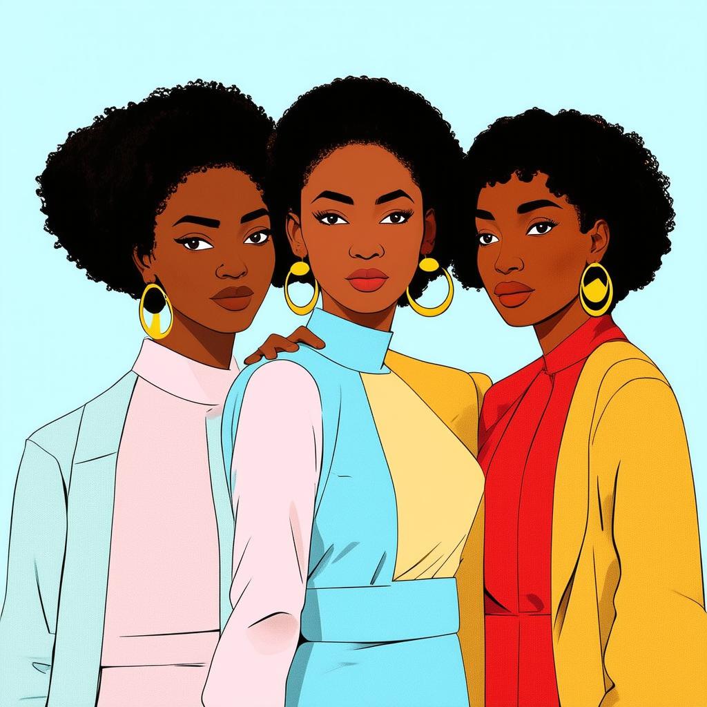  flat illustration, flaticon, (illustration:1.15), group of women with big earrings. sisterhood concept. illustrations of fair skinned women standing close to each other, [cory loftis, strobist, pascal campion :: 0.2]