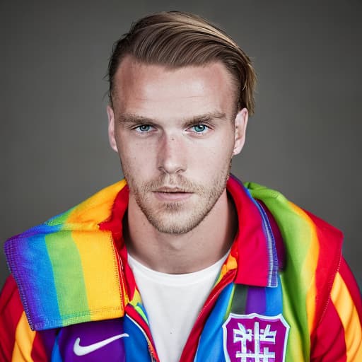 portrait+ style Swedish LGBT queer footballer blonde hunk dude face