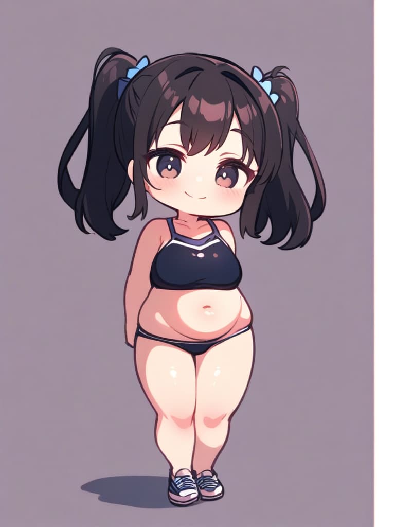  junior s, twin tails, cute smiles, swimwear, (bulging), swelling, (male) swelling, whole body,