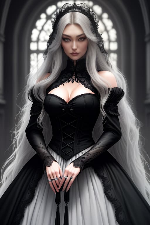  dark castle, gigi hadid with white long hair and green eyes, in a black soft dress, in the center, in a gothic style hyperrealistic, full body, detailed clothing, highly detailed, cinematic lighting, stunningly beautiful, intricate, sharp focus, f/1. 8, 85mm, (centered image composition), (professionally color graded), ((bright soft diffused light)), volumetric fog, trending on instagram, trending on tumblr, HDR 4K, 8K