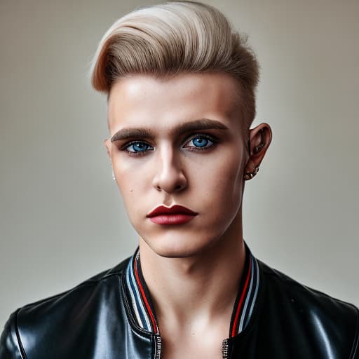 portrait+ style Russian LGBT queer makeup blogger blonde hunk dude face