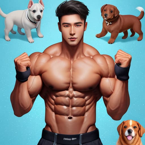  A puppy with eight-pack abs,