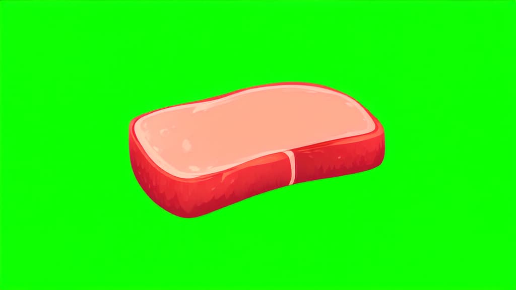  flat illustration, flaticon, (illustration:1.15), meat isolated on green background ar 16:9, [cory loftis, strobist, pascal campion :: 0.2]