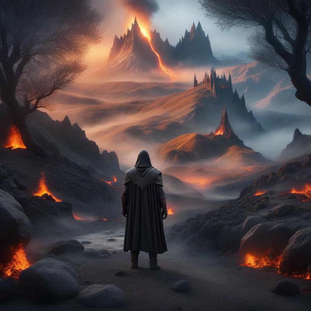  Mordor hyperrealistic, full body, detailed clothing, highly detailed, cinematic lighting, stunningly beautiful, intricate, sharp focus, f/1. 8, 85mm, (centered image composition), (professionally color graded), ((bright soft diffused light)), volumetric fog, trending on instagram, trending on tumblr, HDR 4K, 8K